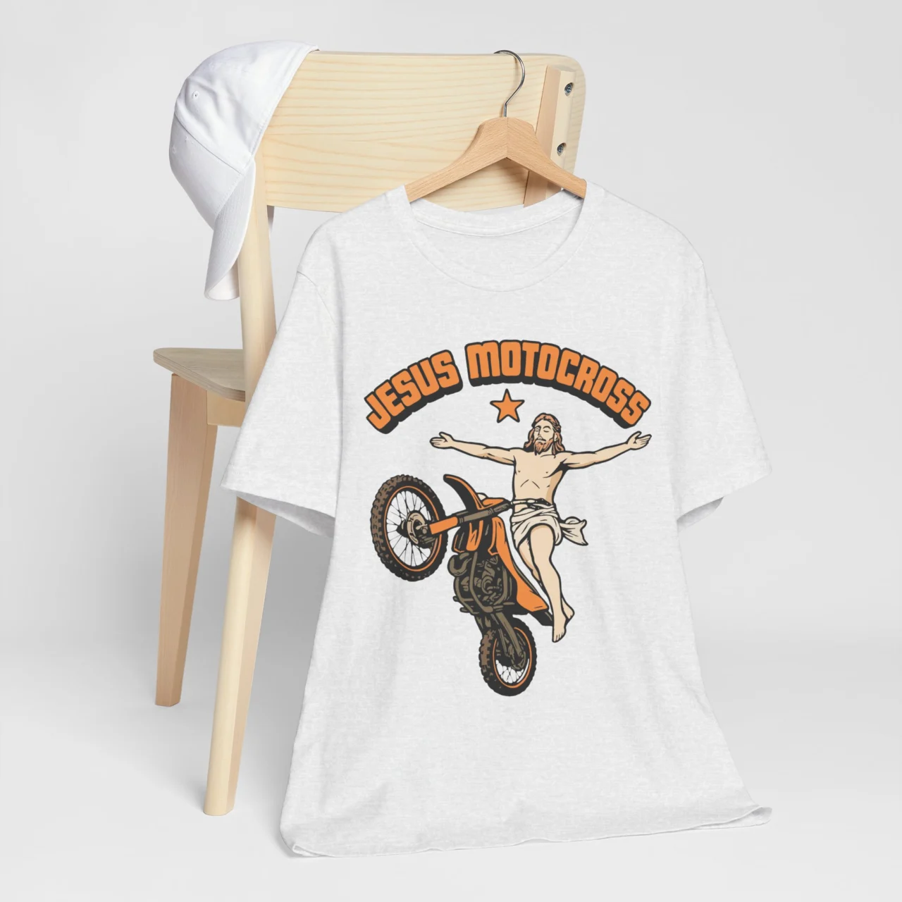 Jesus Motocross Funny Christian Dirt Bike Graphic Tee - Faith Rider Shirt - Image 4