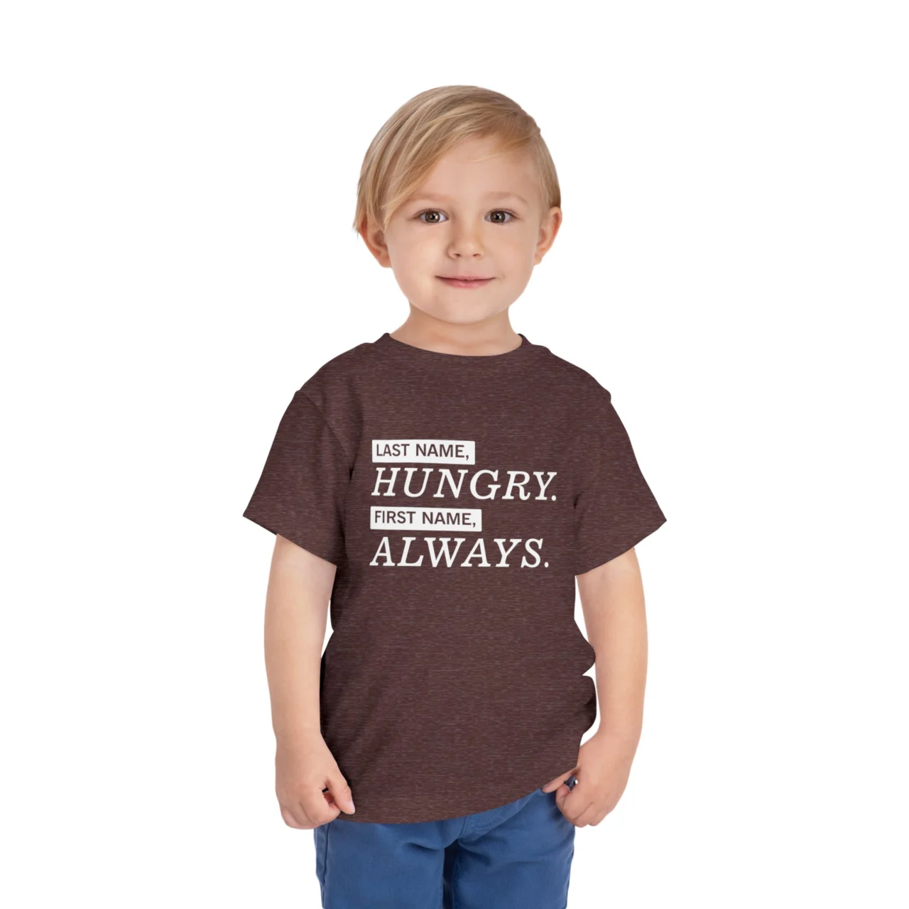 Last Name Hungry First Name Always Shirt - Funny Kids Tee - Image 8