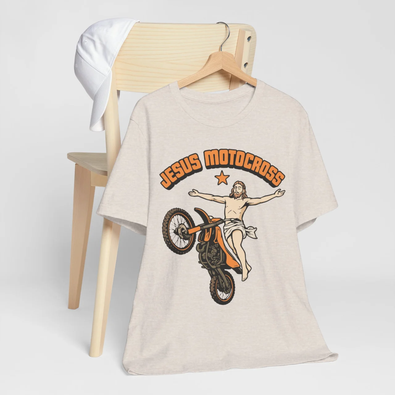 Jesus Motocross Funny Christian Dirt Bike Graphic Tee - Faith Rider Shirt - Image 5
