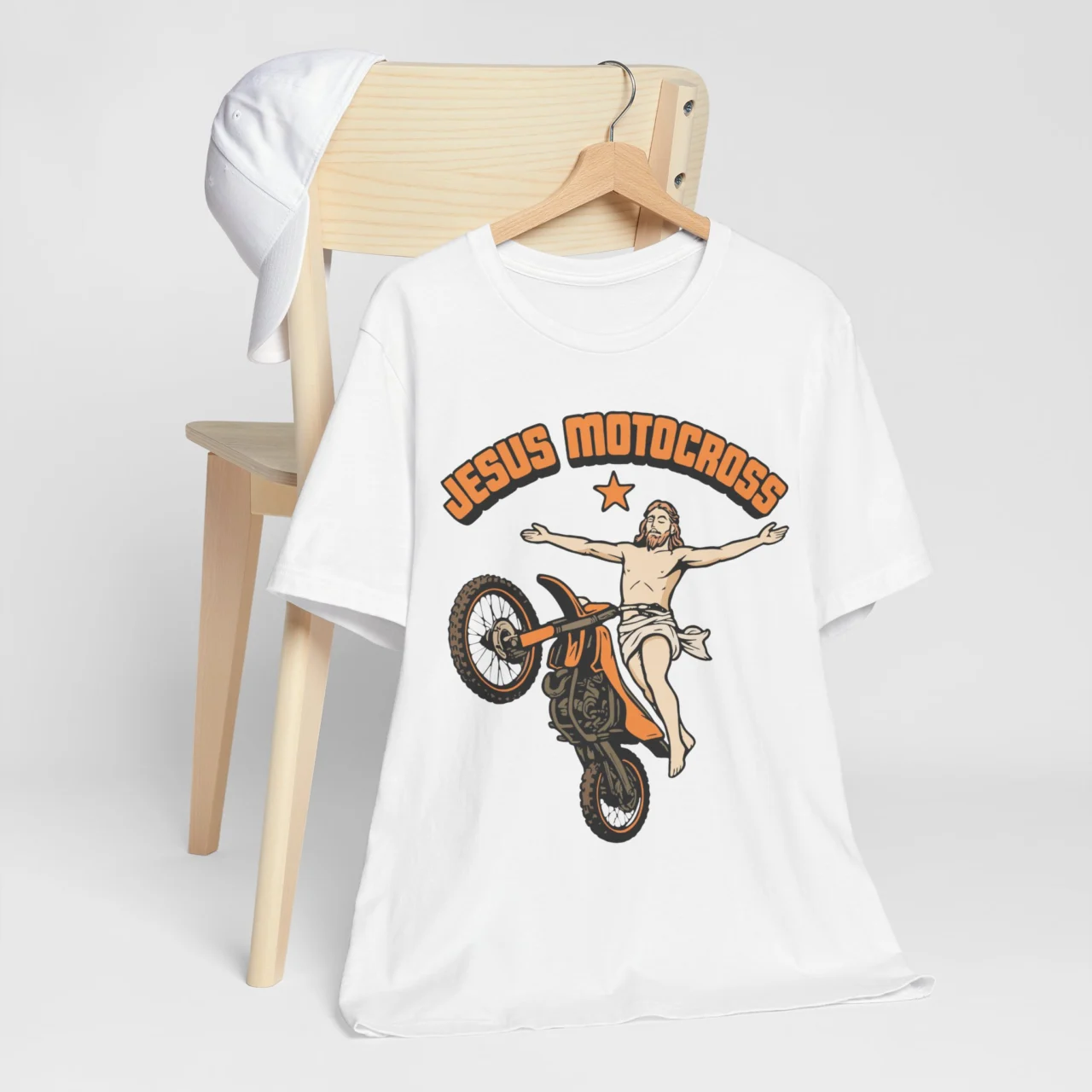 Jesus Motocross Funny Christian Dirt Bike Graphic Tee - Faith Rider Shirt - Image 3