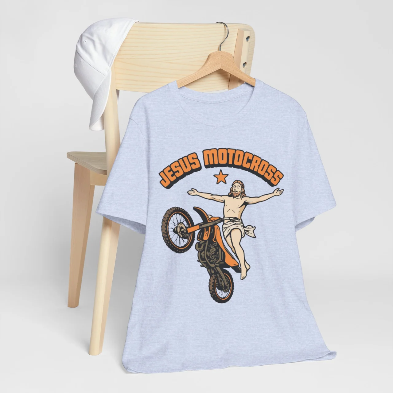 Jesus Motocross Funny Christian Dirt Bike Graphic Tee - Faith Rider Shirt - Image 7