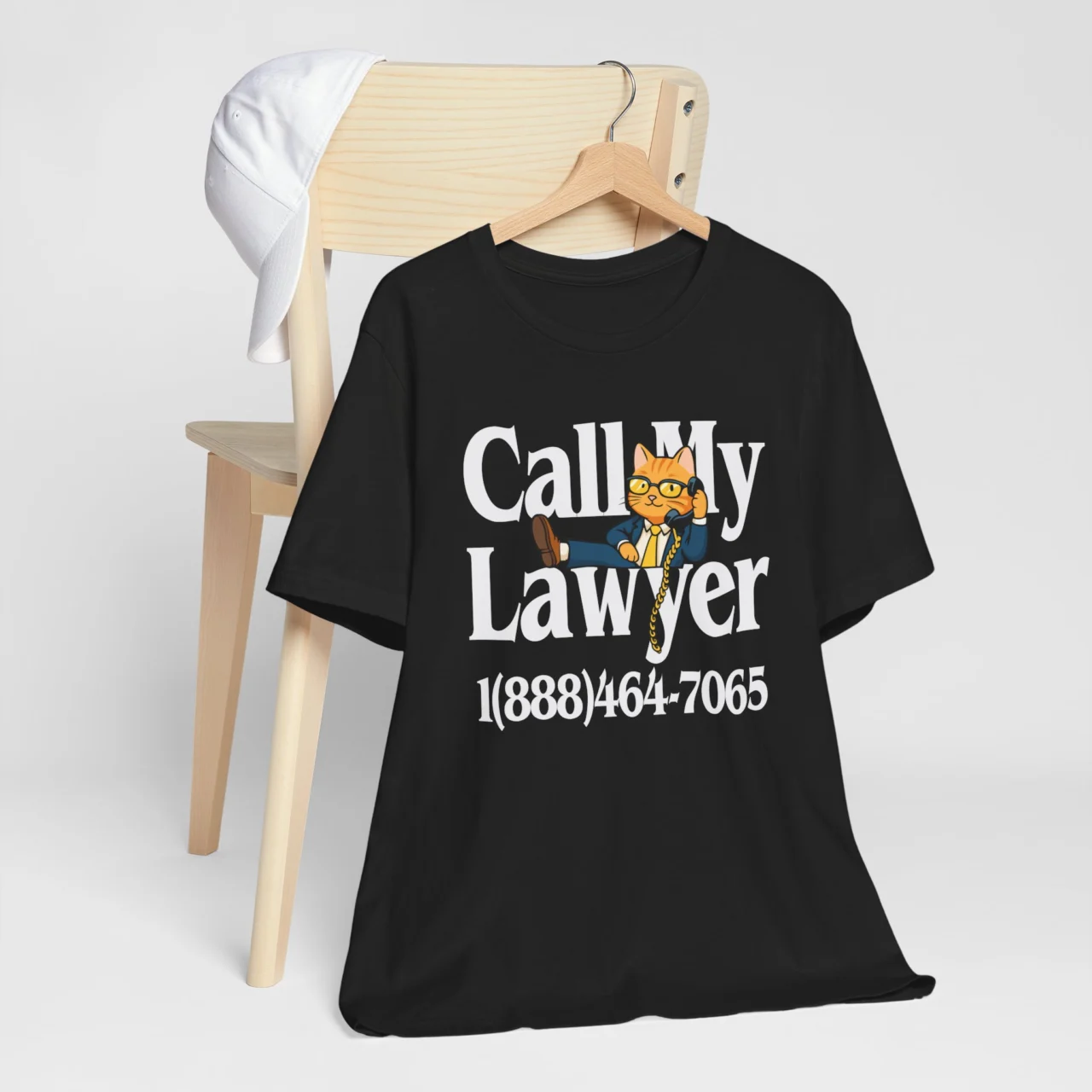 Call My Lawyer T-Shirt with cat graphic