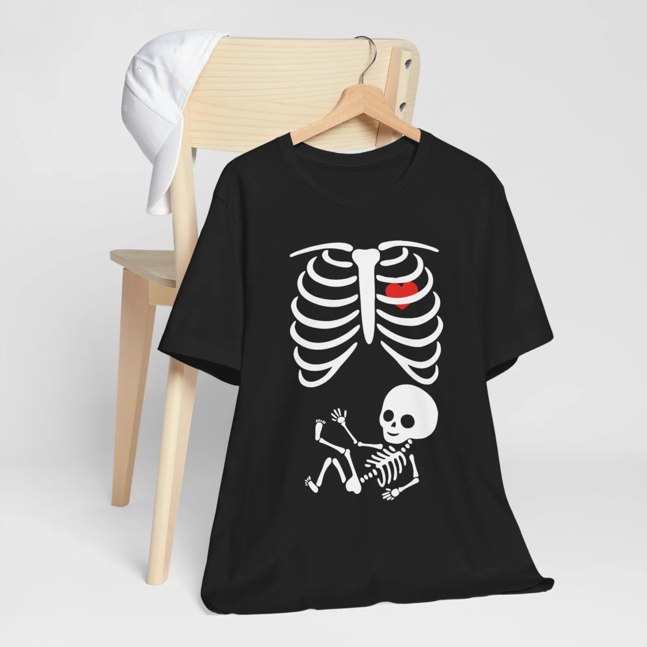 Matching Halloween Pregnancy Announcement Shirt For Her - Skeleton Couples T-Shirt - Wife Edition - Cute Skeleton Baby Maternity Tee