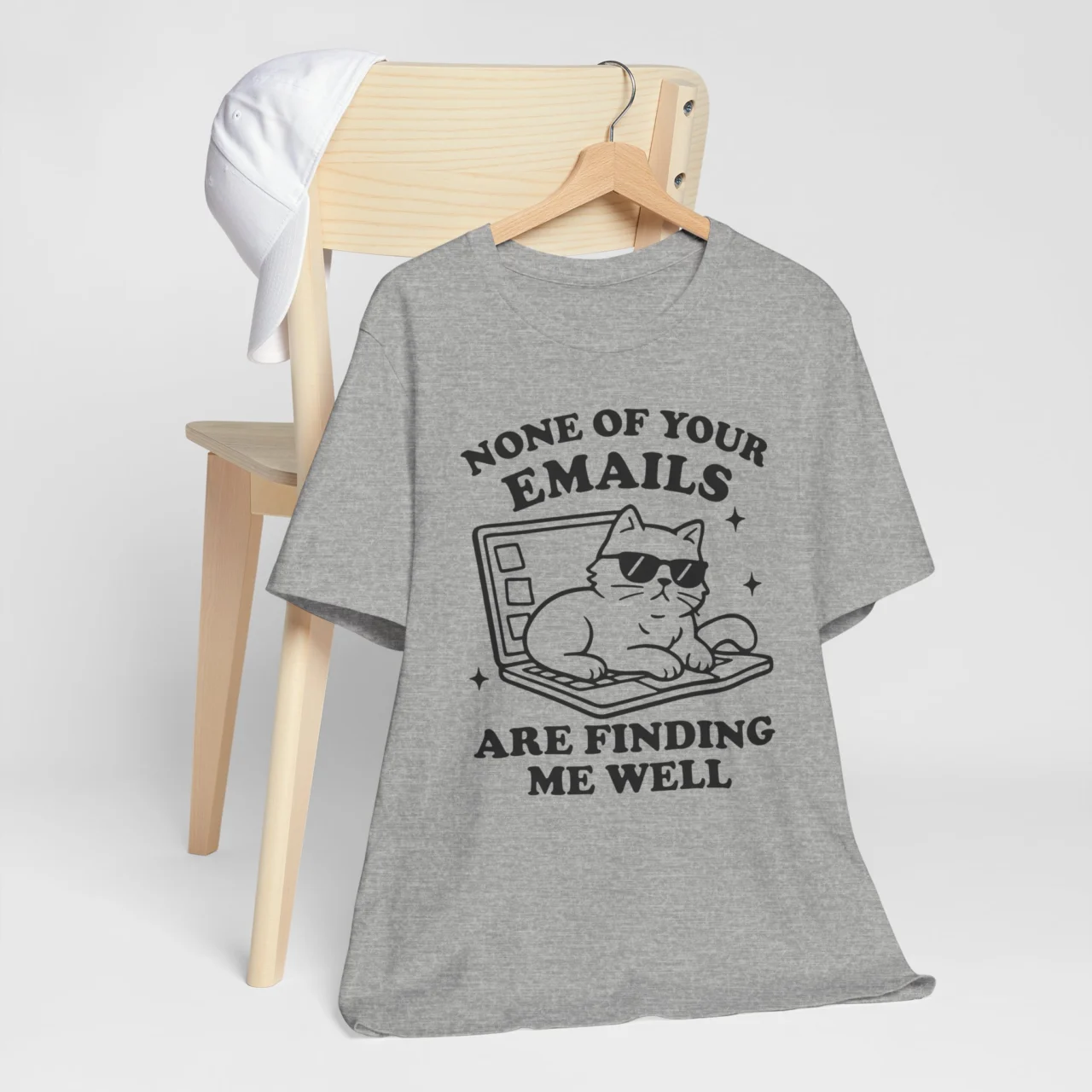 None Of Your Emails Are Finding Me Well Funny Cat Graphic Tee - Sarcastic Work Shirt - Image 6