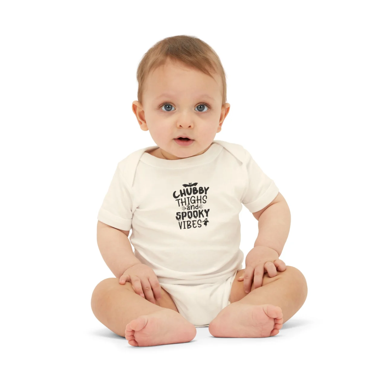Chubby Thighs Spooky Vibes Baby Onesie - Halloween Bodysuit - Image 3