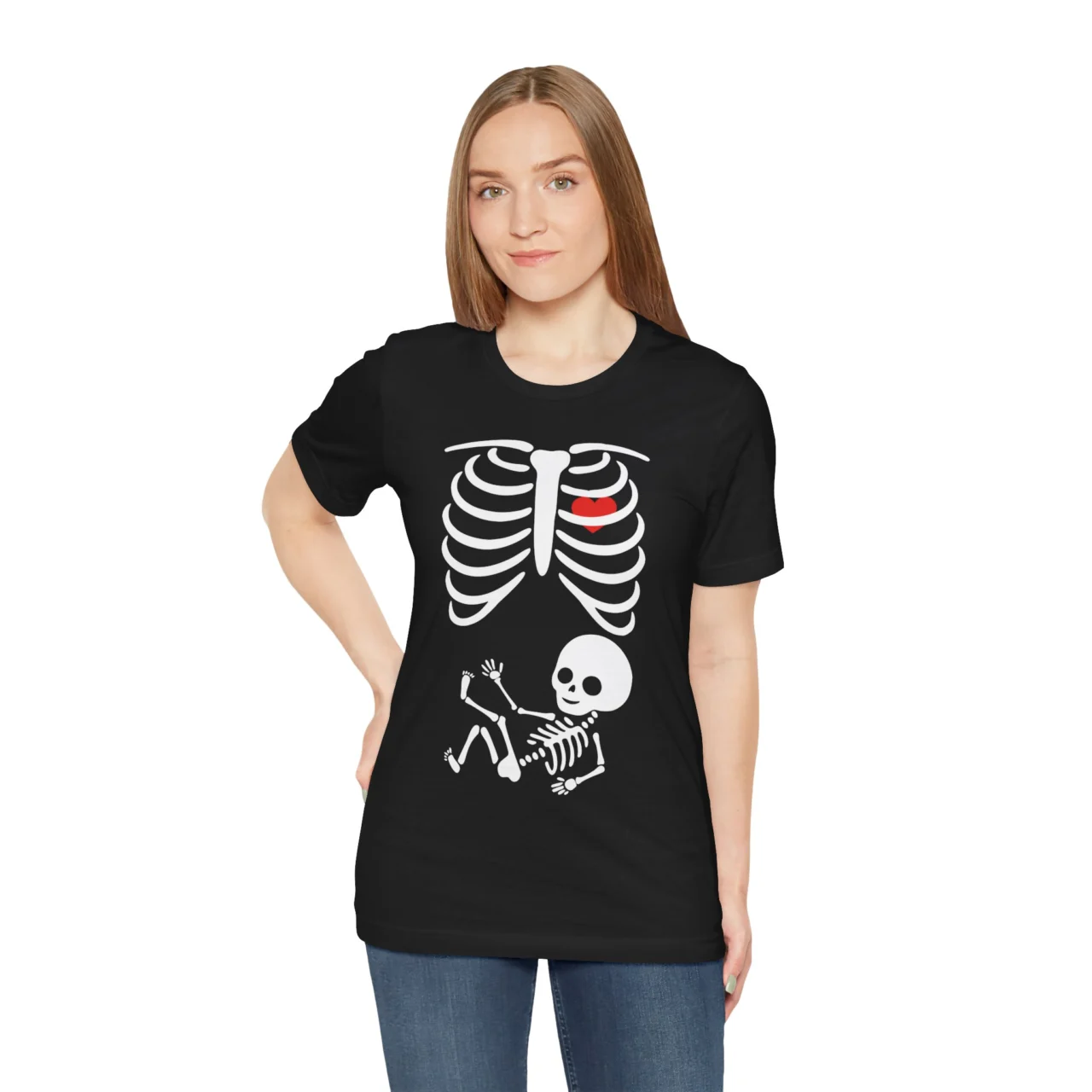 Matching Halloween Pregnancy Announcement Shirt For Her - Skeleton Couples T-Shirt - Wife Edition - Womens Unisex Soft Crewneck Graphic Top Shirt