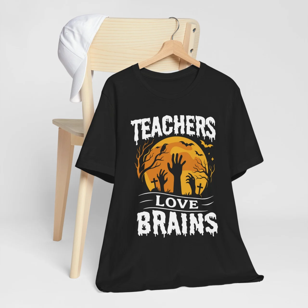 Teachers Love Brains Shirt - Funny Teacher Halloween Tee, Zombie Teacher Shirt, Spooky Season Classroom Shirt