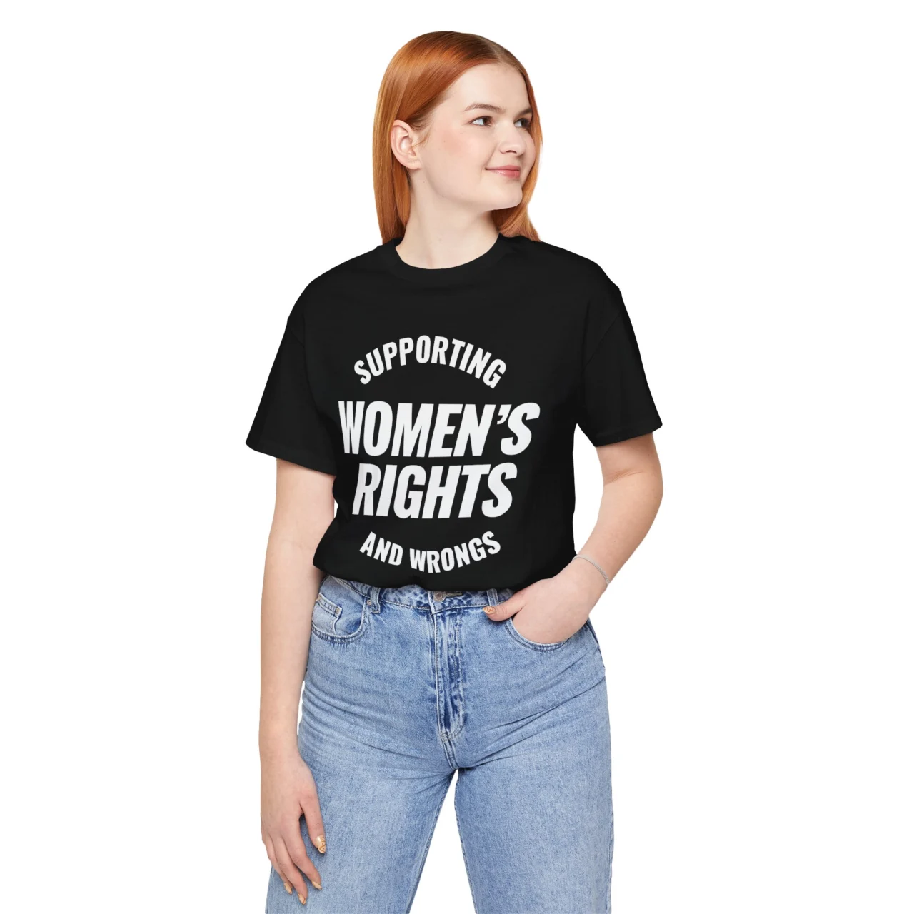 Supporting Women's Rights And Wrongs Graphic Tee - Bold Feminist Humor Shirt - Image 2
