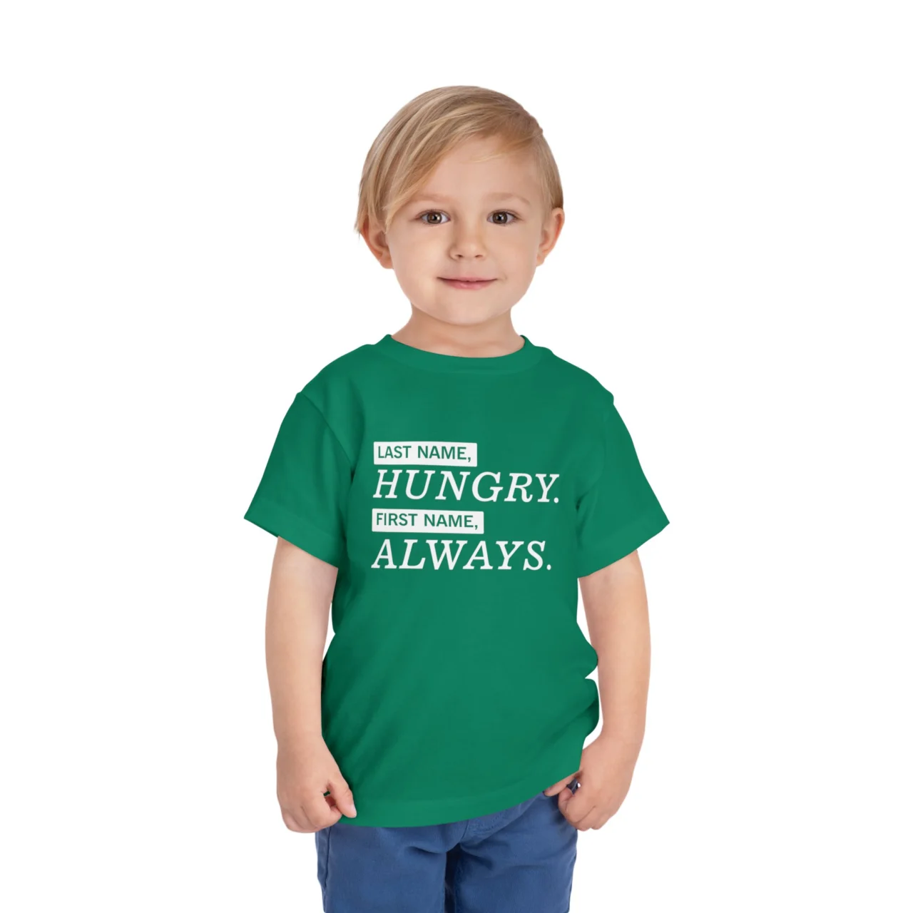 Last Name Hungry First Name Always Shirt - Funny Kids Tee - Image 4