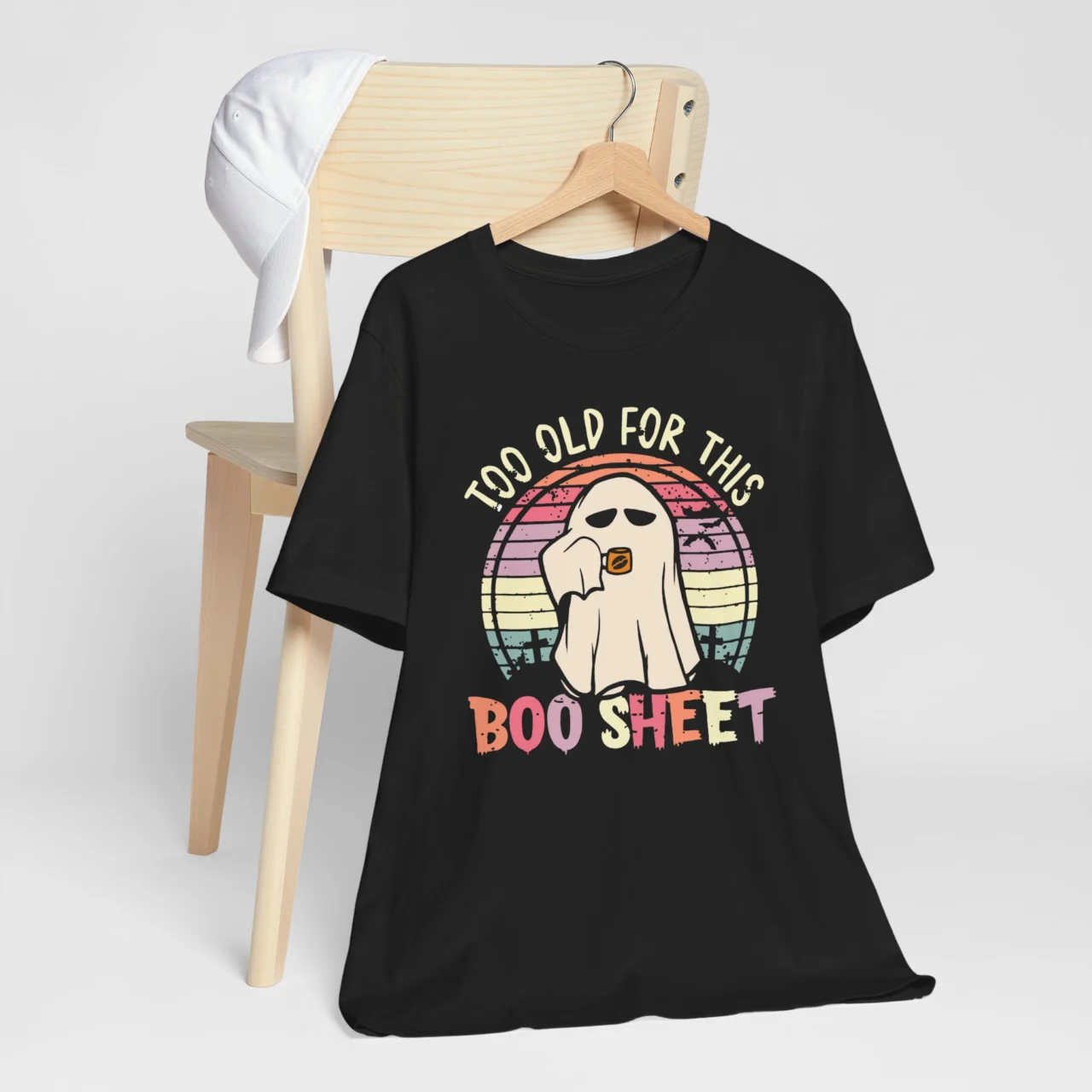 Too Old for This Boo Sheet Shirt - Funny Ghost Halloween Tee - Spooky Season Graphic Top