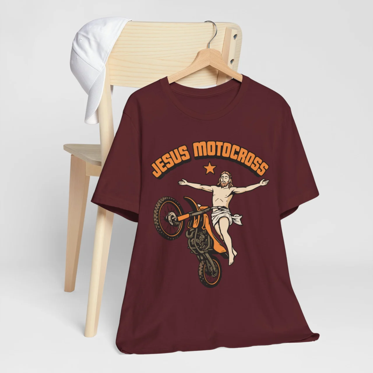 Jesus Motocross Funny Christian Dirt Bike Graphic Tee - Faith Rider Shirt - Image 9