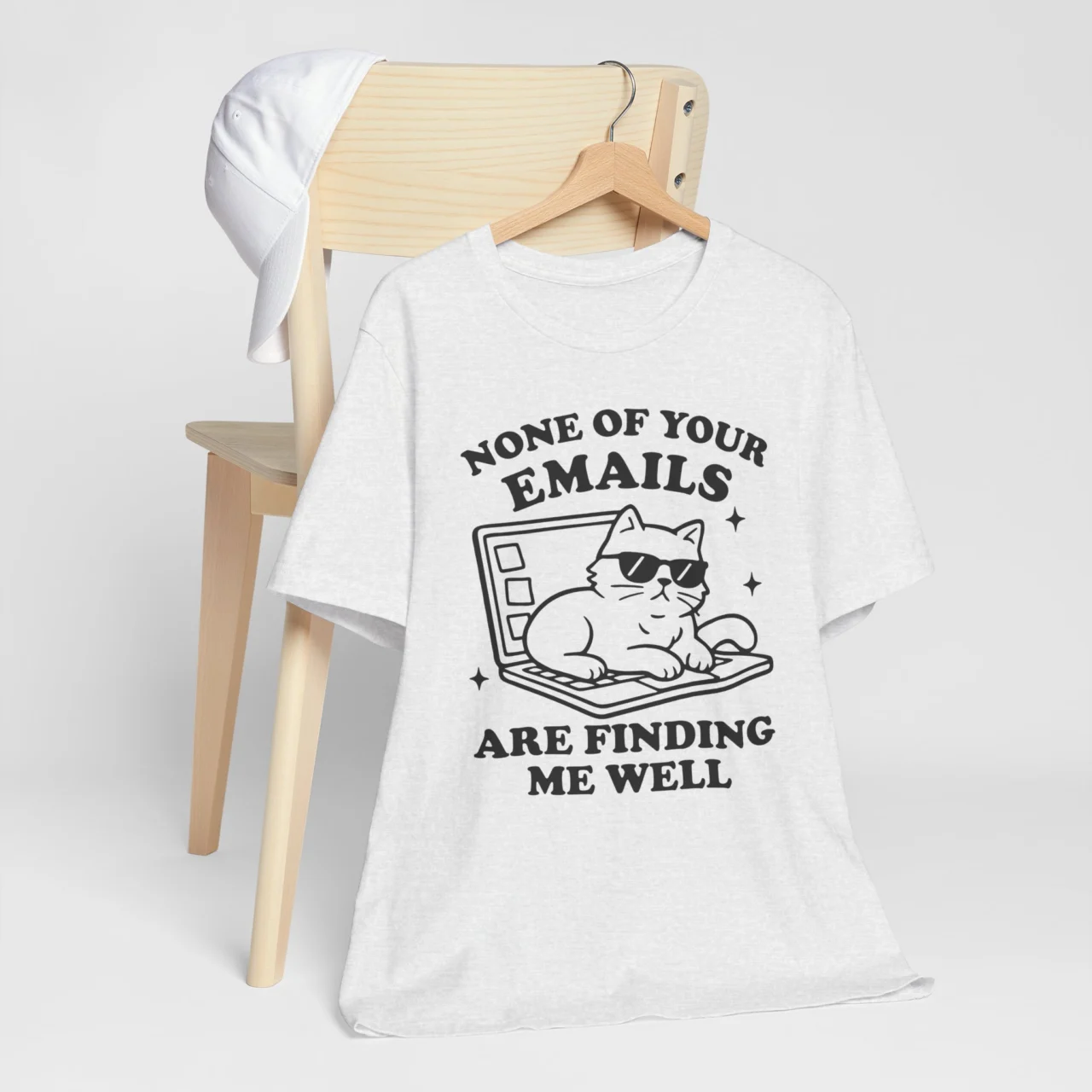 None Of Your Emails Are Finding Me Well Funny Cat Graphic Tee - Sarcastic Work Shirt - Image 4