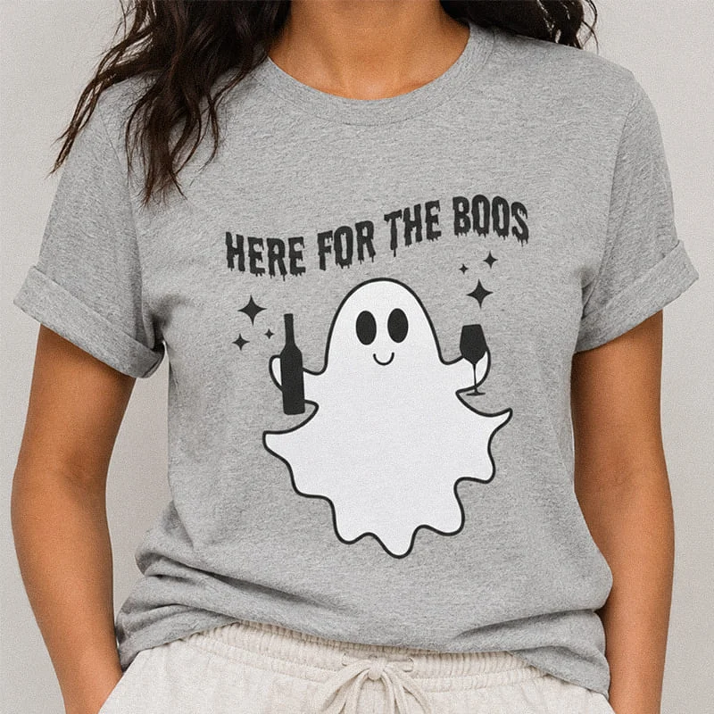Here for the Boos Shirt - Funny Halloween Drinking Ghost Tee