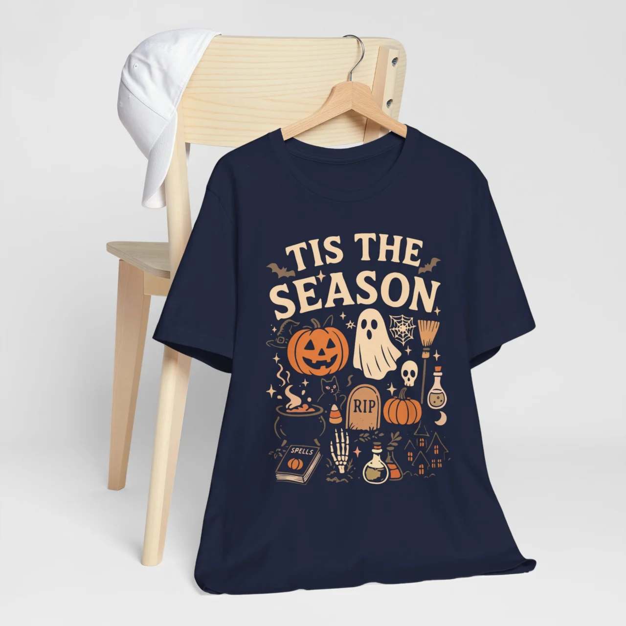Tis The Season Halloween Shirt - Vintage Ghost Pumpkin Tee - Image 6