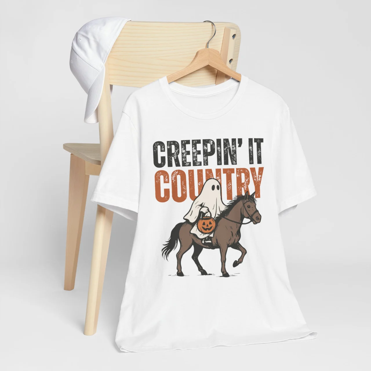 Creepin It Country Halloween Shirt - Western Cowgirl Ghost T-Shirt - Image 3