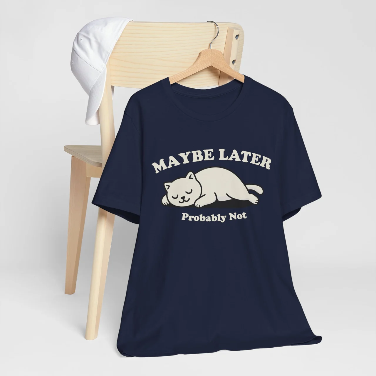 Maybe Later Probably Not Funny Lazy Cat Graphic Tee - Introvert Humor Shirt - Image 8