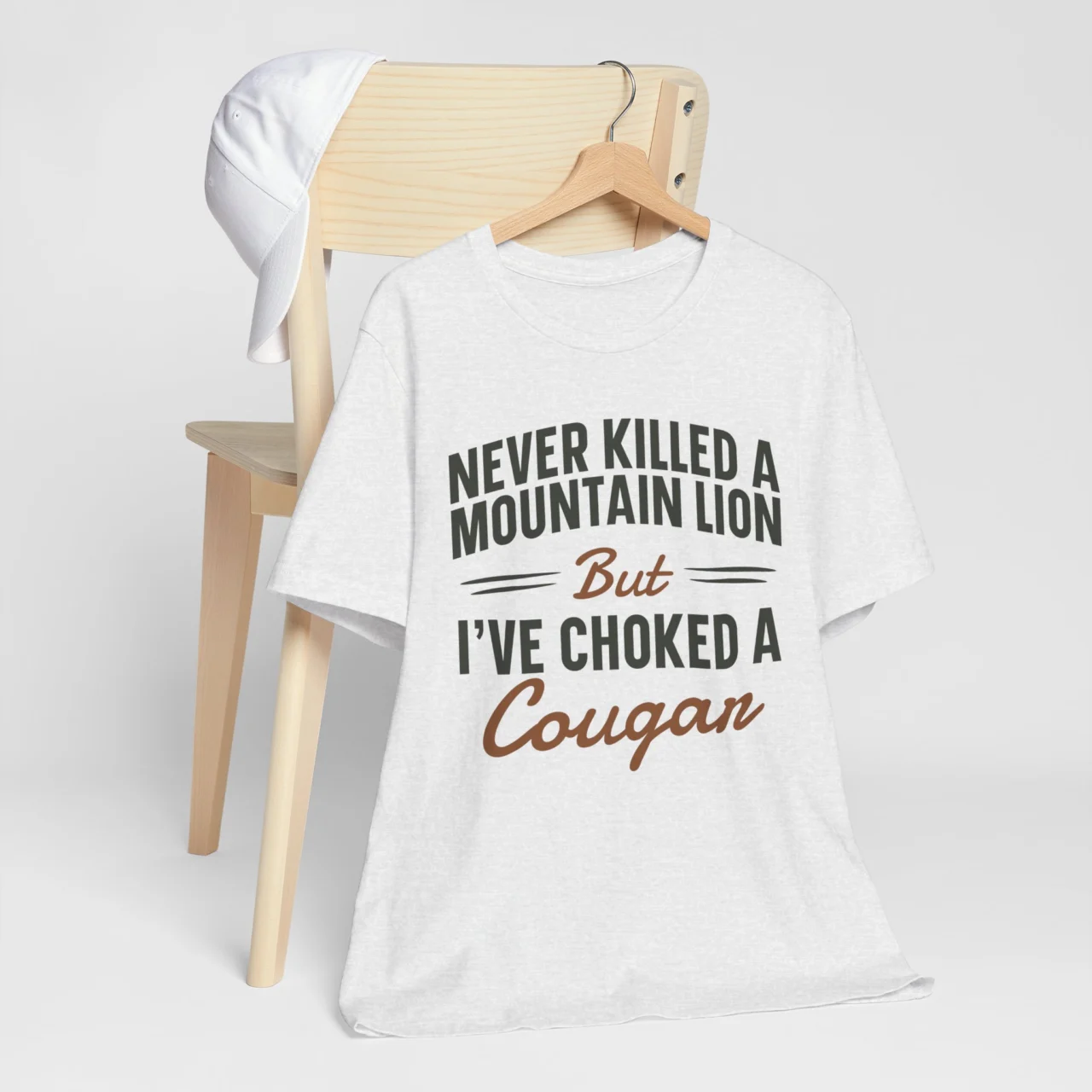 Never Killed A Mountain Lion But I've Choked A Cougar Funny Adult Humor Graphic Tee - Image 4