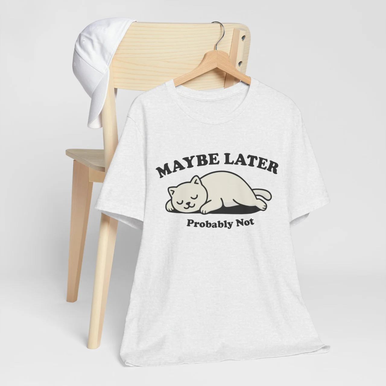 Maybe Later Probably Not Funny Lazy Cat Graphic Tee - Introvert Humor Shirt - Image 3