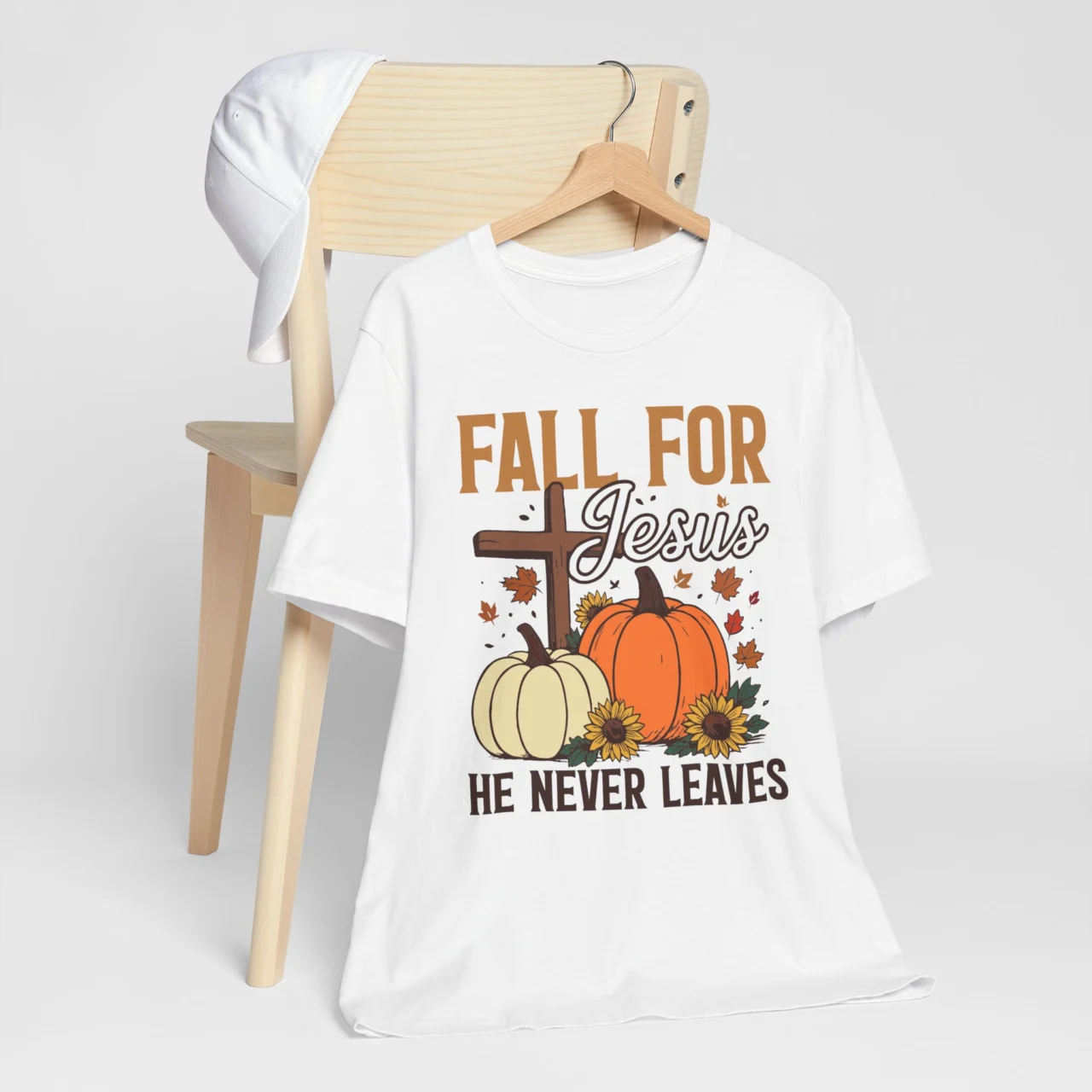 Fall For Jesus He Never Leaves Christian Shirt - Funny Fall Tee - Image 3