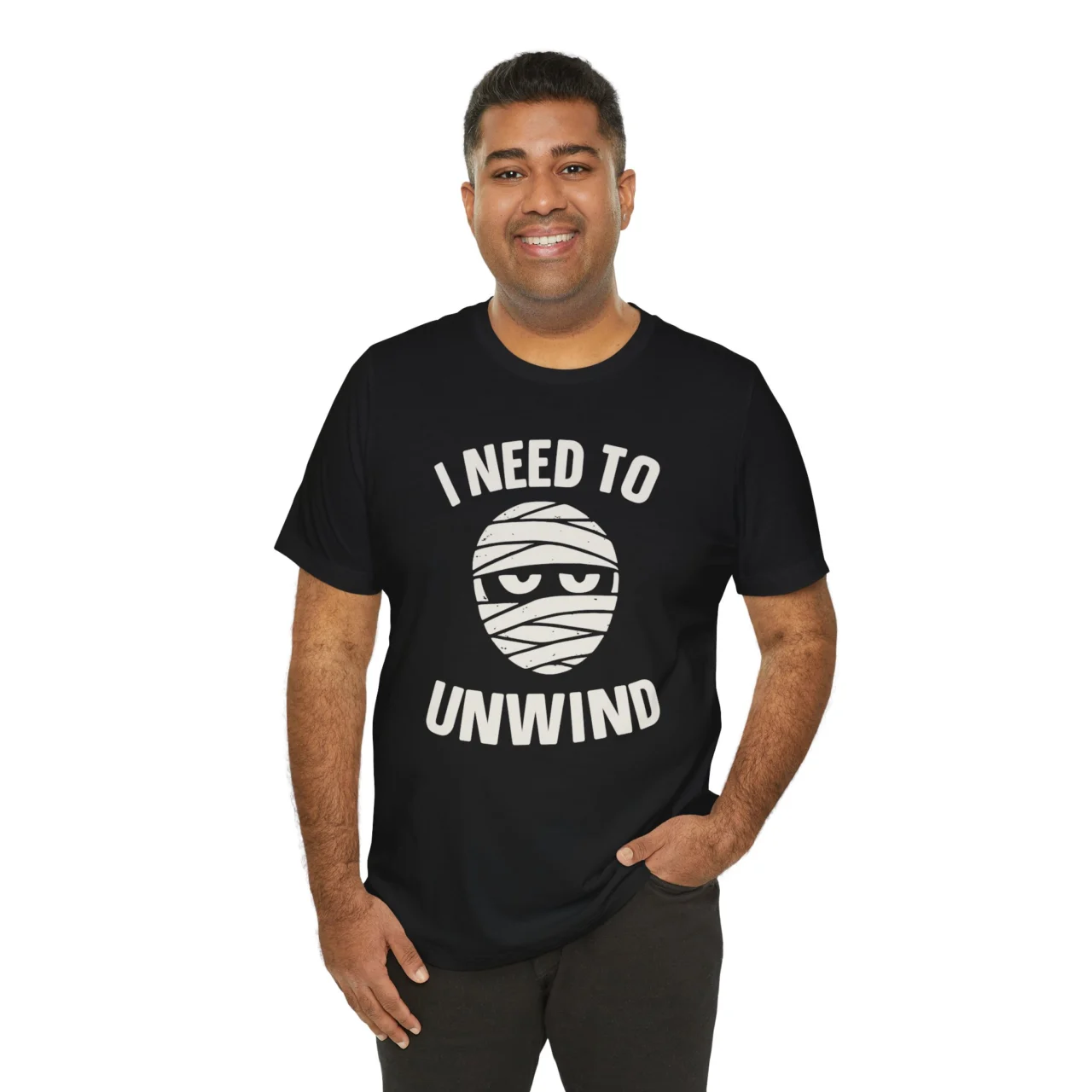 I Need to Unwind Shirt - Funny Mummy Halloween Tee, Spooky Mummy Graphic Tee, Mummy Costume Shirt, Mens Womens Unisex Soft Crewneck Graphic Top Shirt