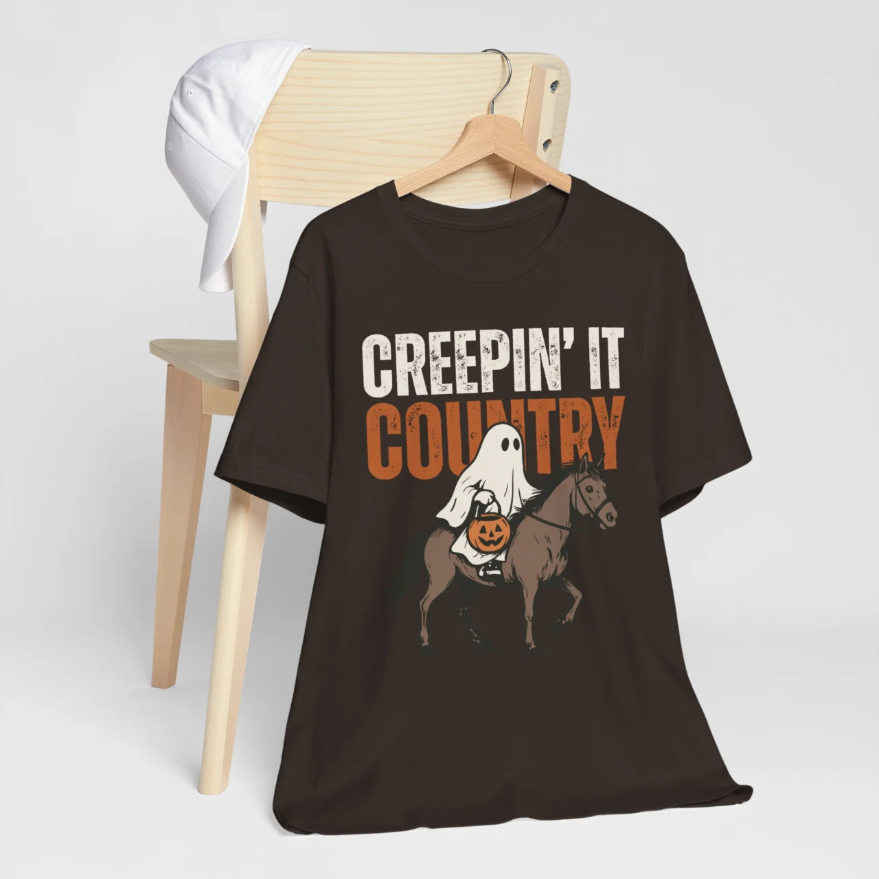 Creepin It Country Halloween Shirt - Western Cowgirl Ghost T-Shirt, Cowboy Pumpkin Graphic Tee, Country Rodeo Halloween Top