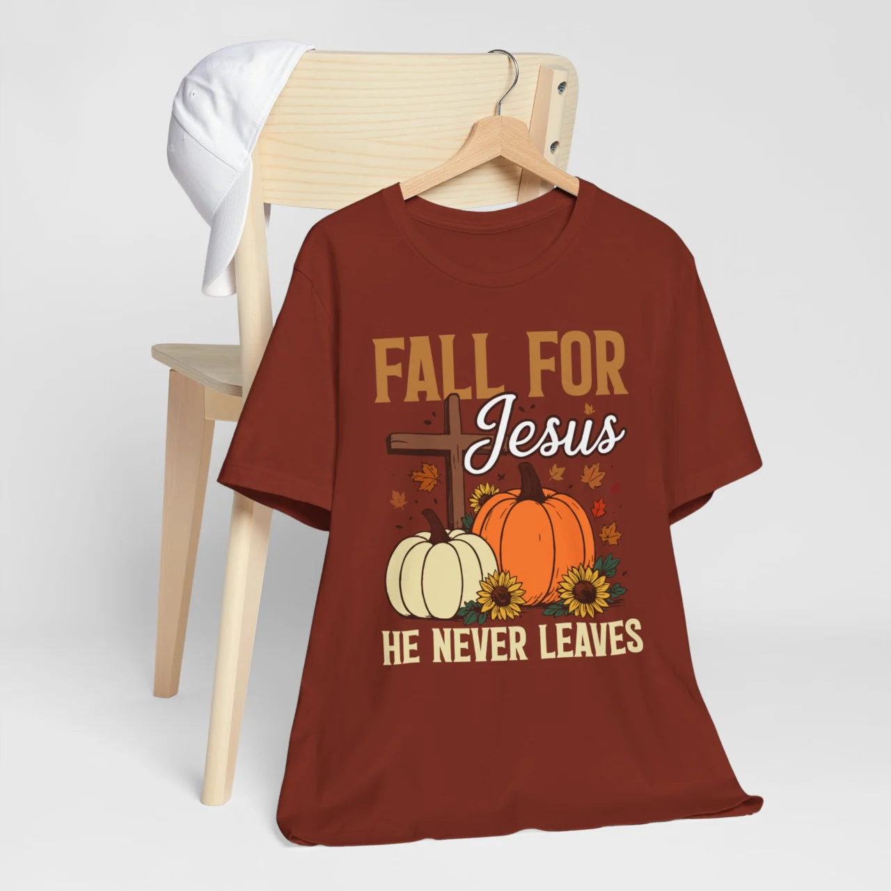 Fall For Jesus He Never Leaves Christian Shirt - Funny Fall Tee - Image 6