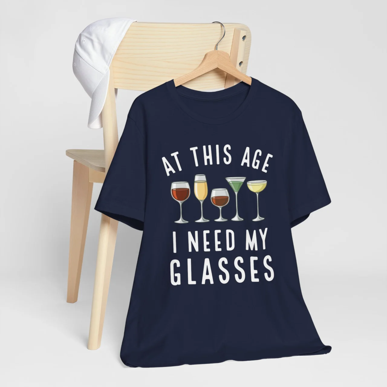 At This Age I Need My Glasses Funny Wine Lover Graphic Tee - Aging Humor Drinking Shirt - Image 7