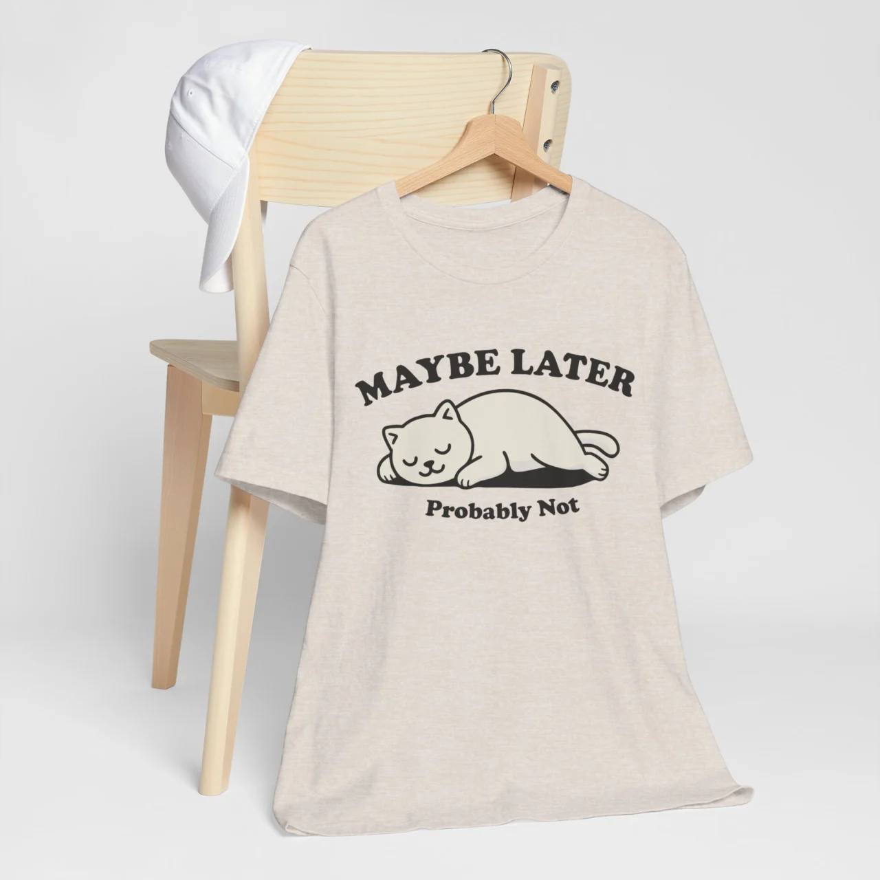 Maybe Later Probably Not Funny Lazy Cat Graphic Tee - Introvert Humor Shirt - Image 6