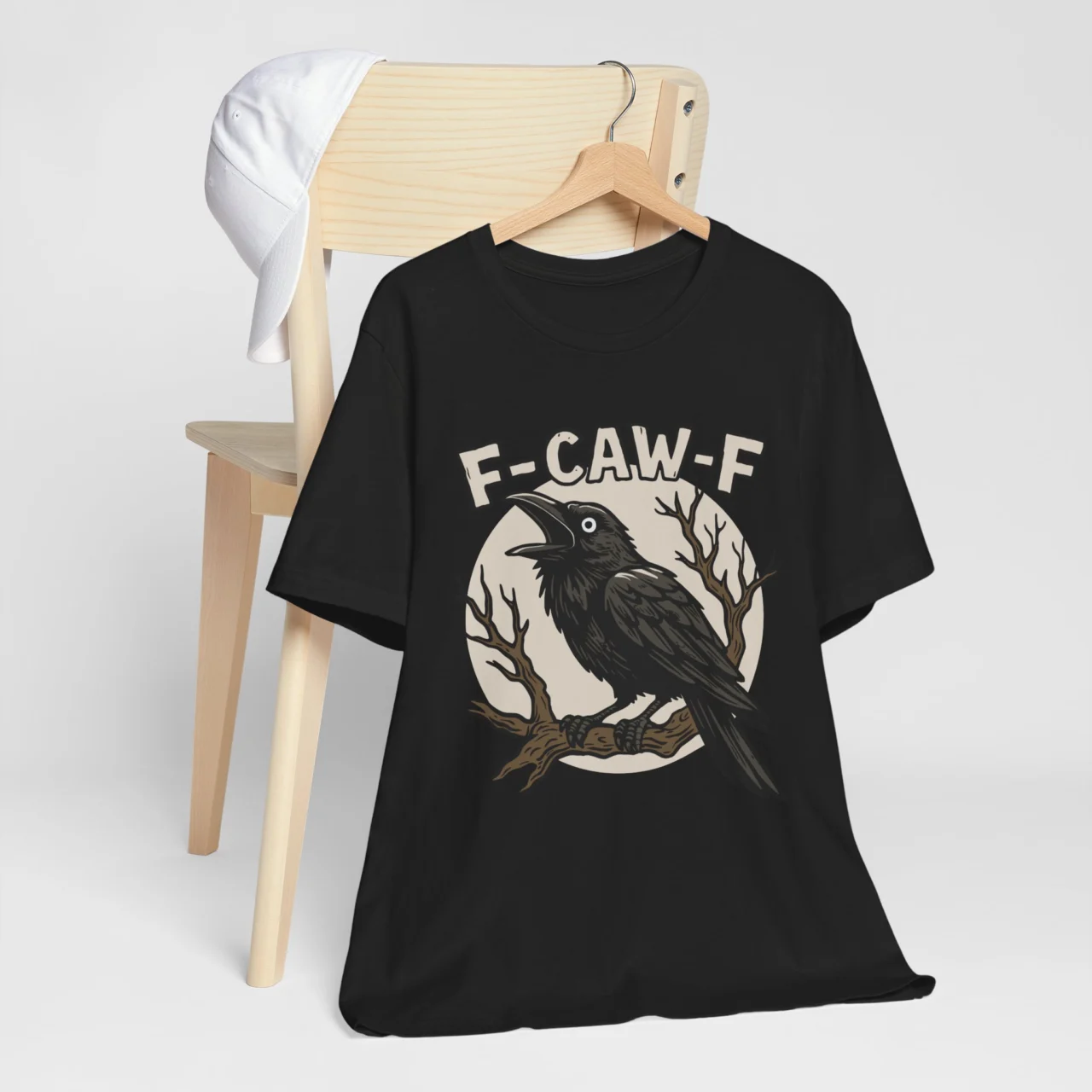 F-Caw-F Funny Crow Shirt - Black Crow Graphic Tee, Gothic Adult Humor T-Shirt, Black Crow and Moon Graphic Tee, Raven Lover Gift