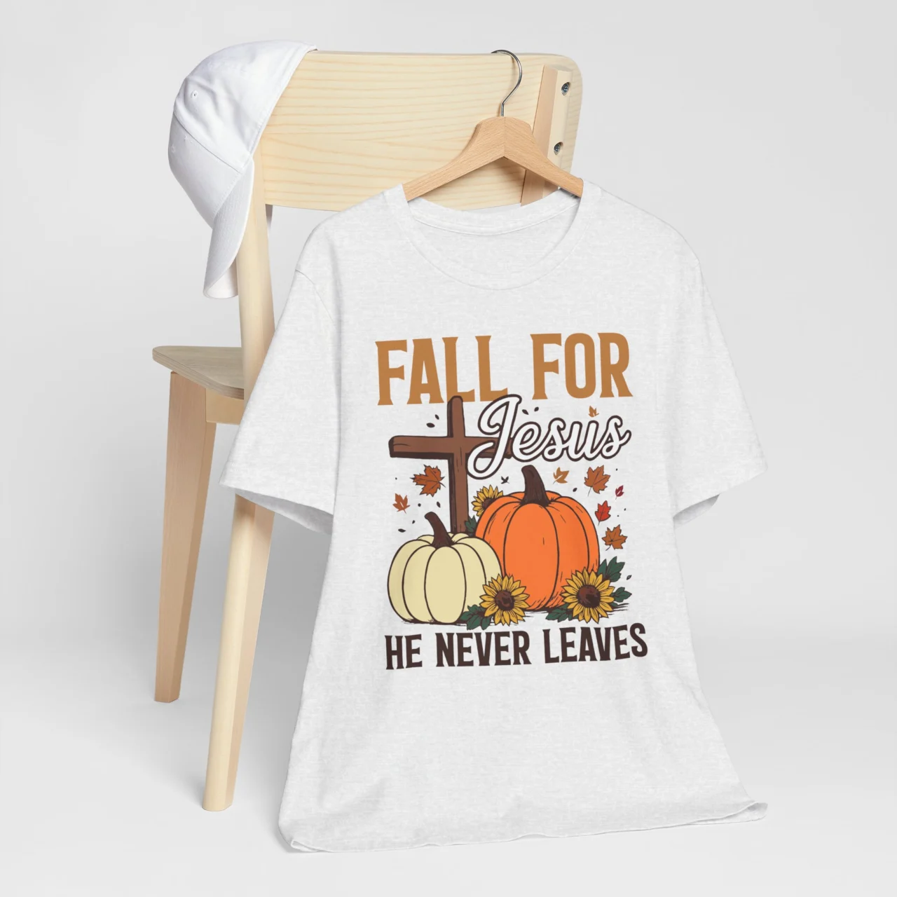 Fall For Jesus He Never Leaves Christian Shirt - Funny Fall Tee - Image 4