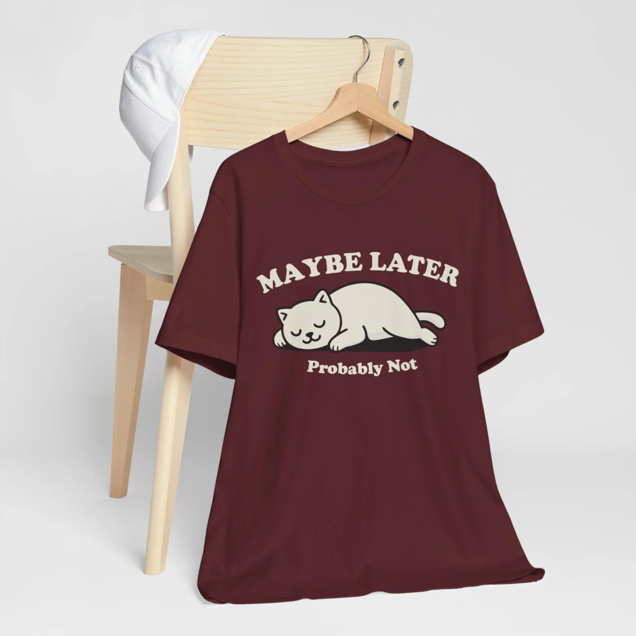 Maybe Later Probably Not Funny Lazy Cat Graphic Tee - Introvert Humor Shirt - Image 9