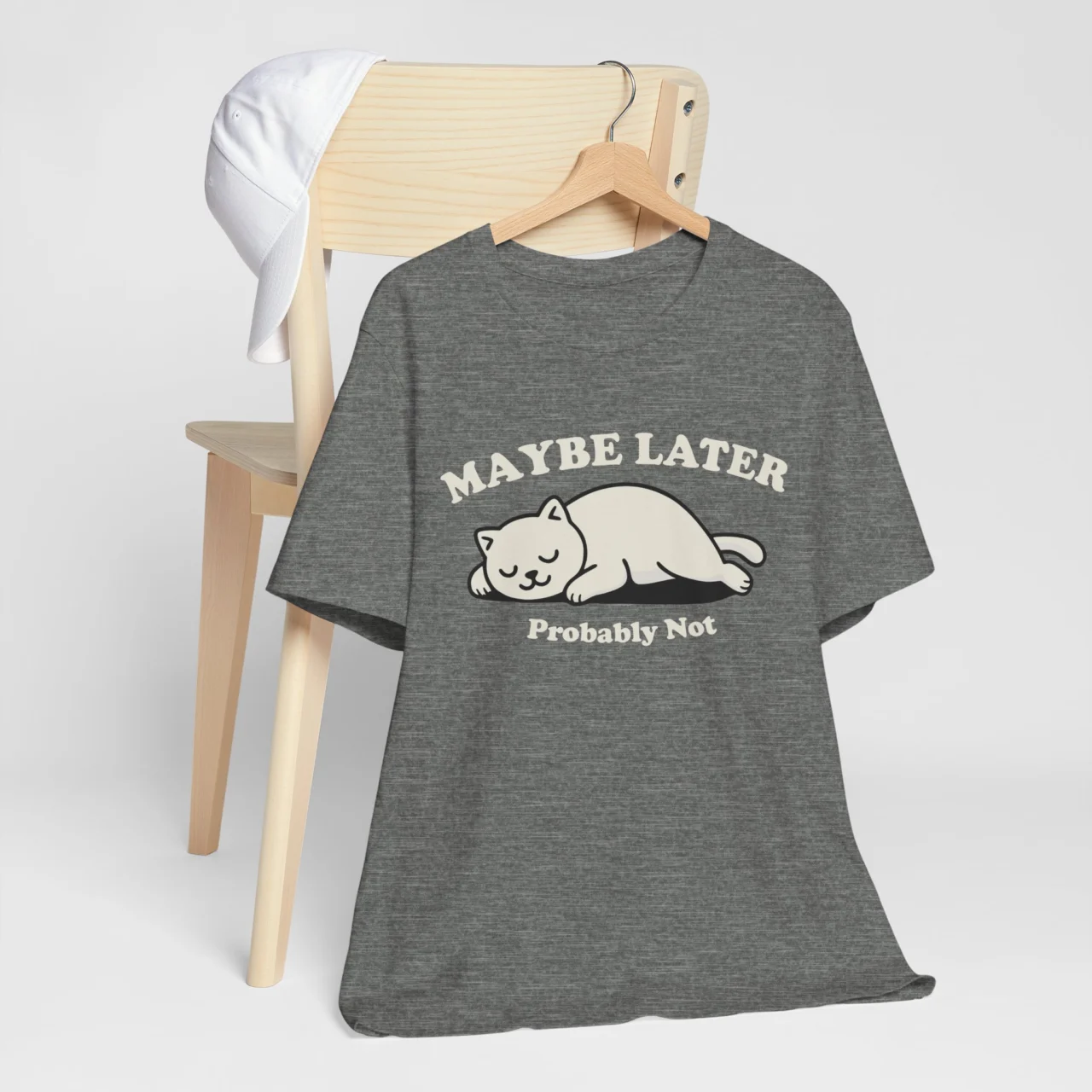 Maybe Later Probably Not Funny Lazy Cat Graphic Tee - Introvert Humor Shirt - Image 4