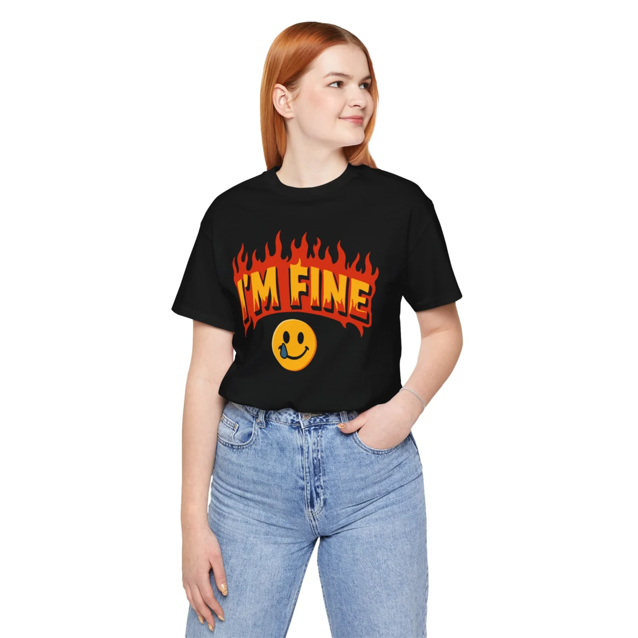 I'm Fine Funny Flaming Sarcastic Graphic Tee - This Is Fine Chaos Humor Shirt - Image 2