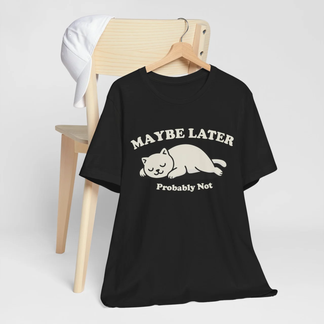 Maybe Later Probably Not Funny Lazy Cat Graphic Tee - Introvert Humor Shirt - Image 5