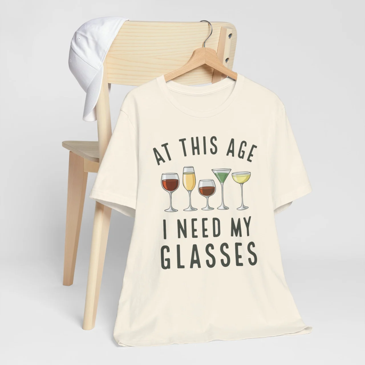 At This Age I Need My Glasses Funny Wine Lover Graphic Tee - Aging Humor Drinking Shirt - Image 5