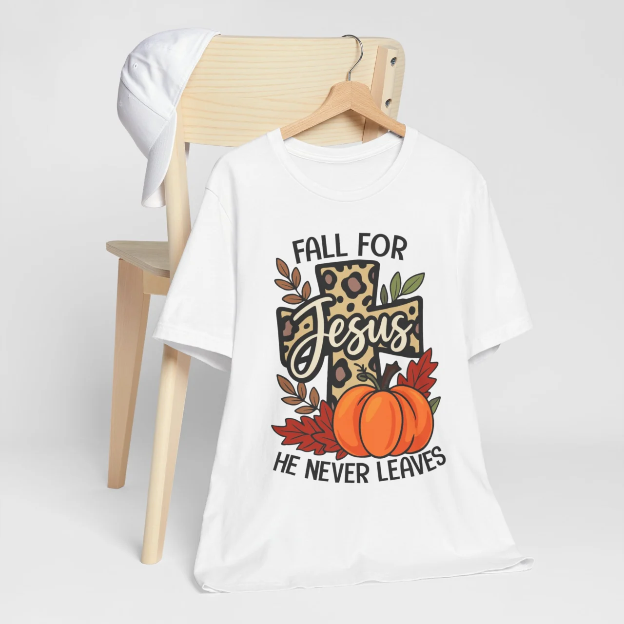 Fall For Jesus He Never Leaves Shirt - Christian Fall Tee - Image 3