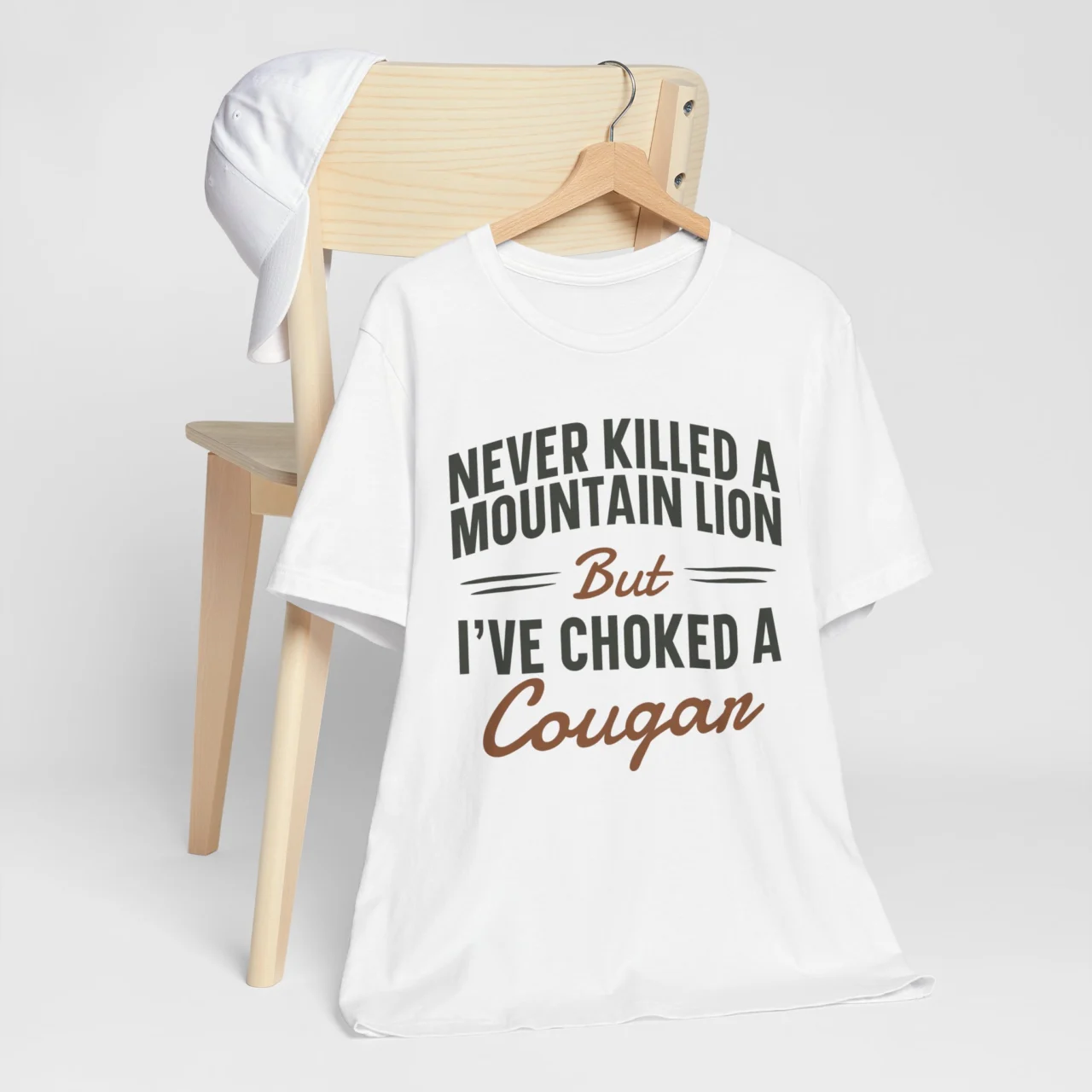 Never Killed A Mountain Lion But I've Choked A Cougar Funny Adult Humor Graphic Tee - Image 3