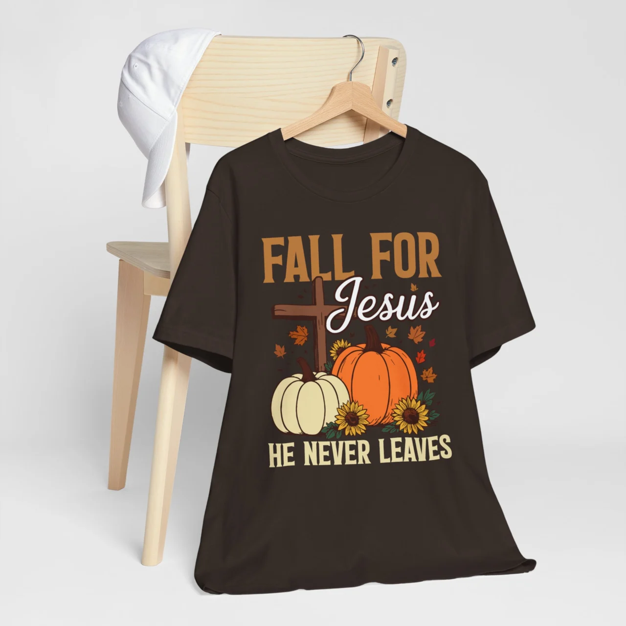 Fall For Jesus He Never Leaves Christian Shirt - Funny Fall Tee - Image 5