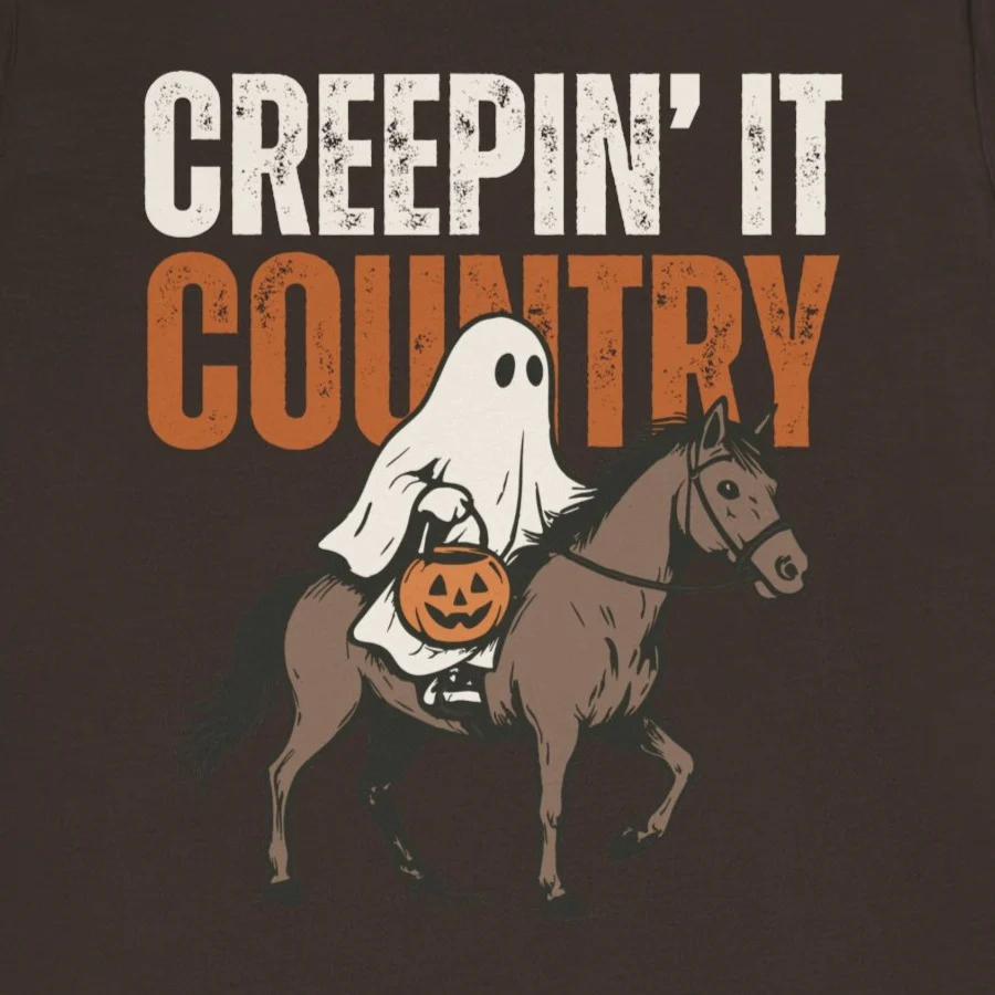 Creepin It Country Halloween Shirt - Western Cowgirl Ghost T-Shirt - Image 10