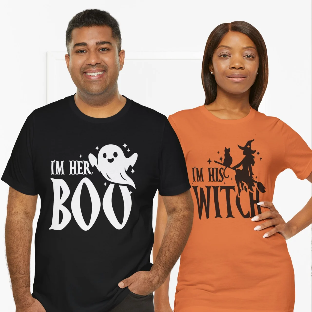 Im Her Boo Im His Witch Matching Halloween Shirts – cute ghost and witch design tees