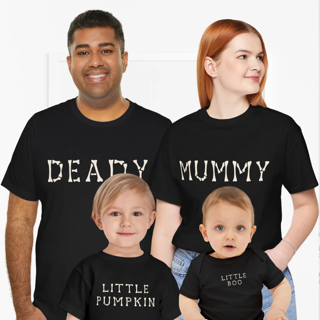 Funny Matching Family Halloween Shirts, Mummy Deady Little Pumpkin Little Boo