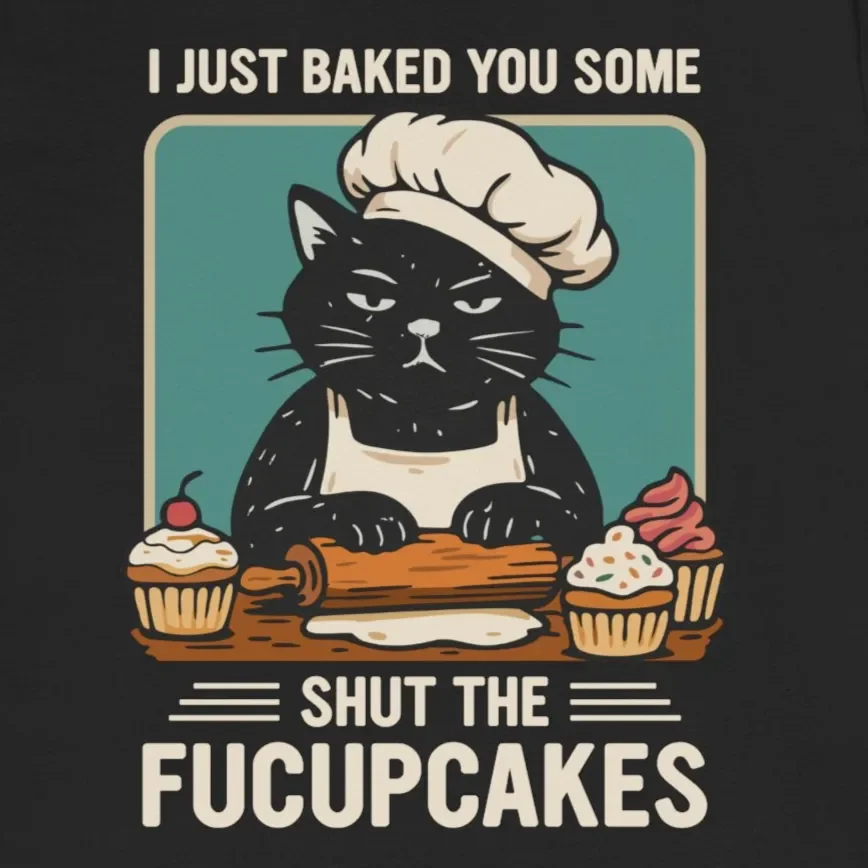 Shut The Fucupcakes Funny Baker Cat Graphic Tee Design Idea Inspiration