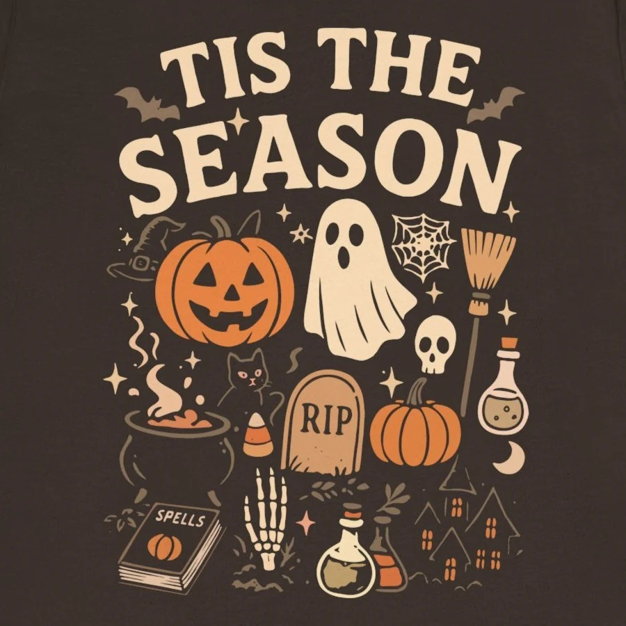 Tis The Season Halloween Shirt - Vintage Ghost Pumpkin Tee, Retro Halloween T-Shirt, Retro Vintage Pumpkin Ghost Graphic Tee Design Idea Inspiration