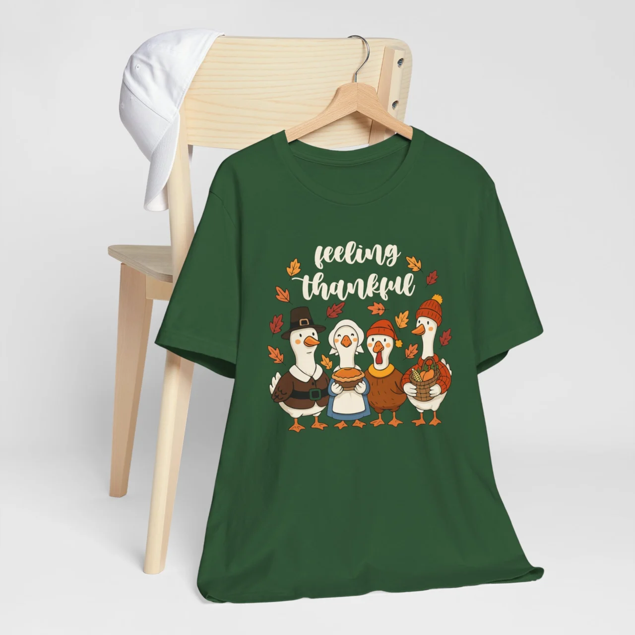 Feeling Thankful Geese Shirt - Cute Thanksgiving Pilgrim T-Shirt - Image 8