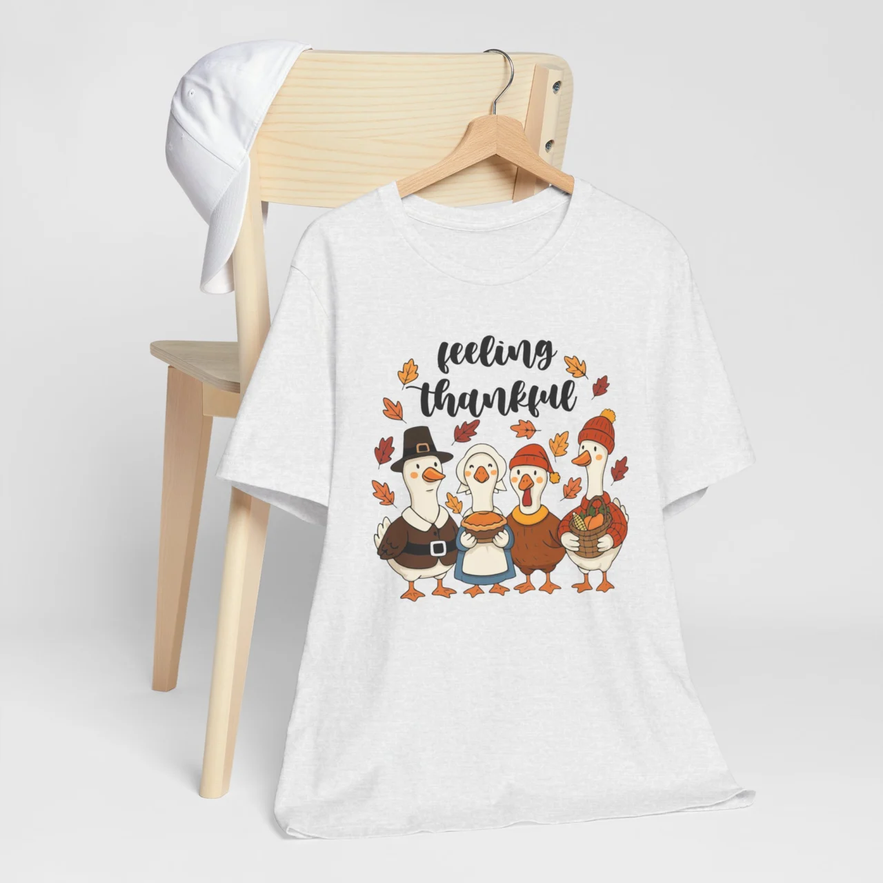 Feeling Thankful Geese Shirt - Cute Thanksgiving Pilgrim T-Shirt - Image 3
