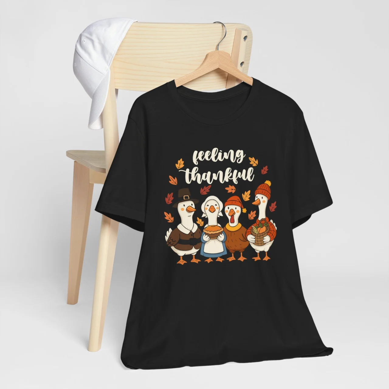 Feeling Thankful Geese Shirt - Cute Thanksgiving Pilgrim T-Shirt - Image 5