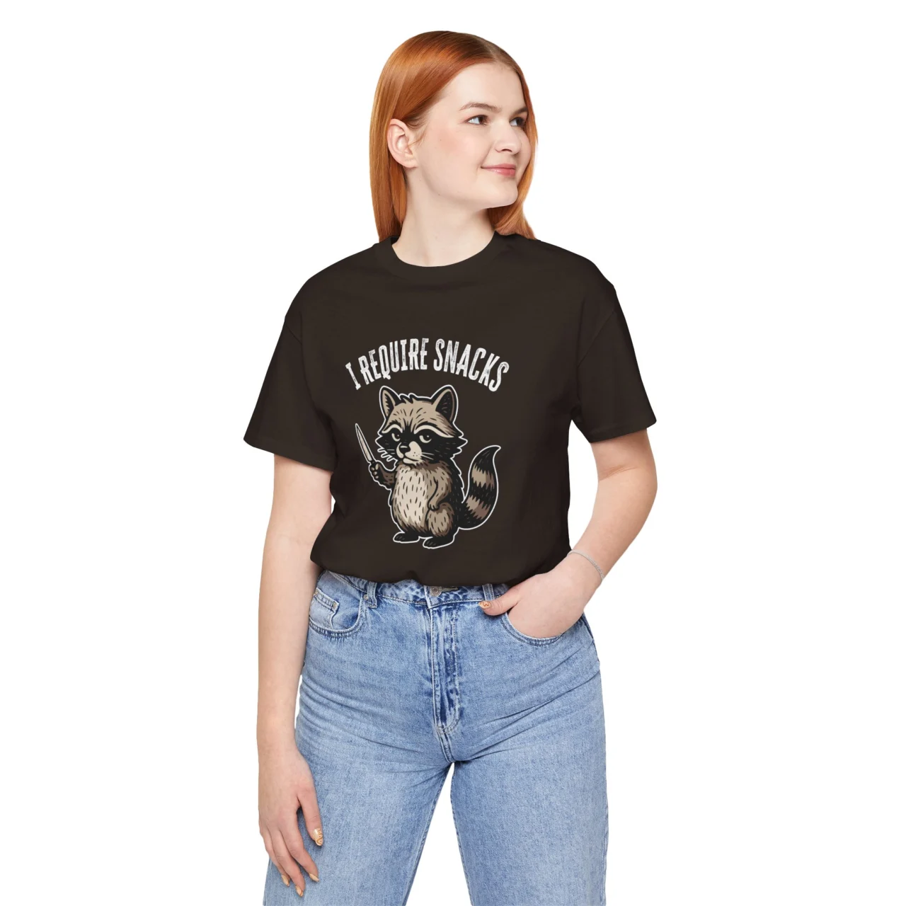I Require Snacks Funny Raccoon Graphic Tee - Trash Panda Snack Humor Shirt - Image 2