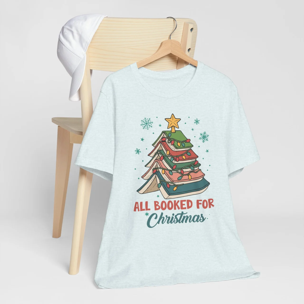 All Booked for Christmas Shirt - Funny Book Lover Holiday Tee - Christmas Reading T-Shirt - Introvert Gift - Bookworm Christmas Tree Shirt