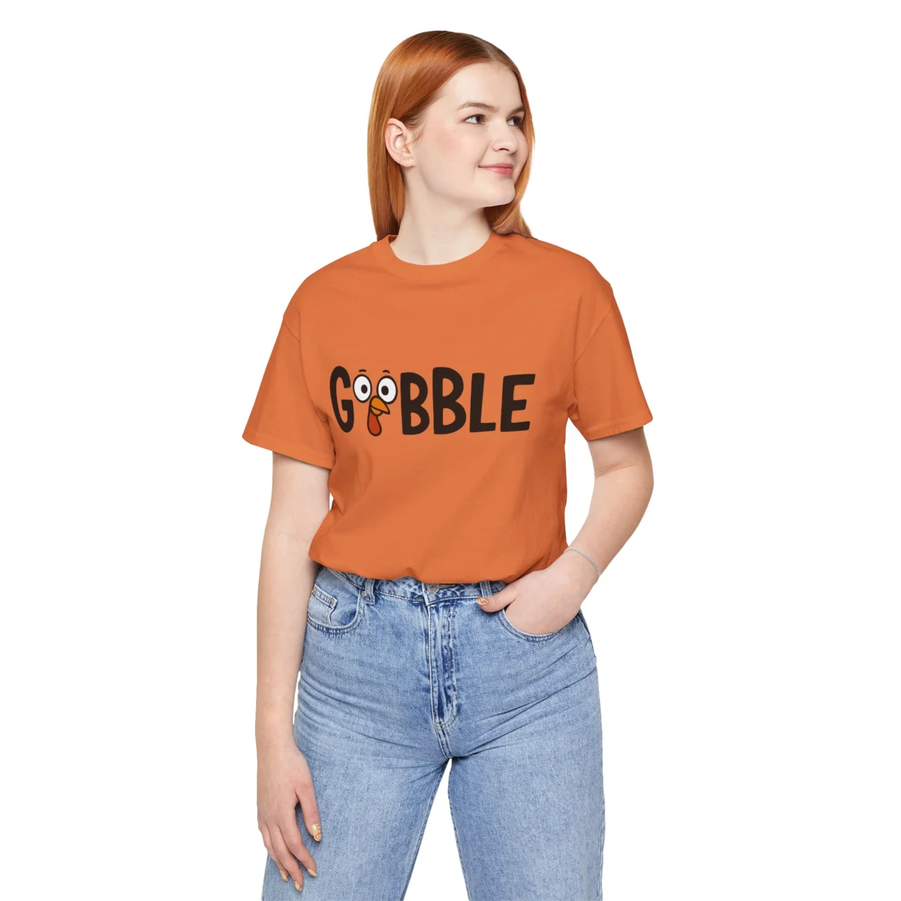 Funny Thanksgiving T-Shirt - Gobble Graphic Tee - Funny Turkey Face T-Shirt - Mens Womens Unisex Soft Crewneck Graphic Top Shirt