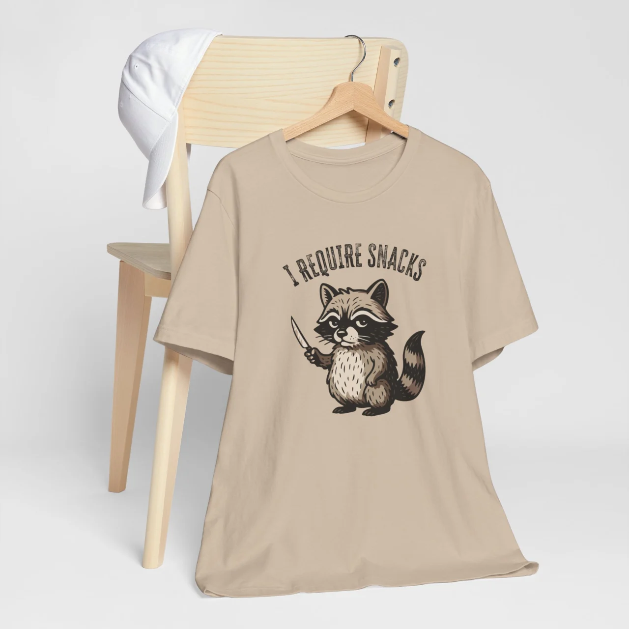 I Require Snacks Funny Raccoon Graphic Tee - Trash Panda Snack Humor Shirt - Image 9